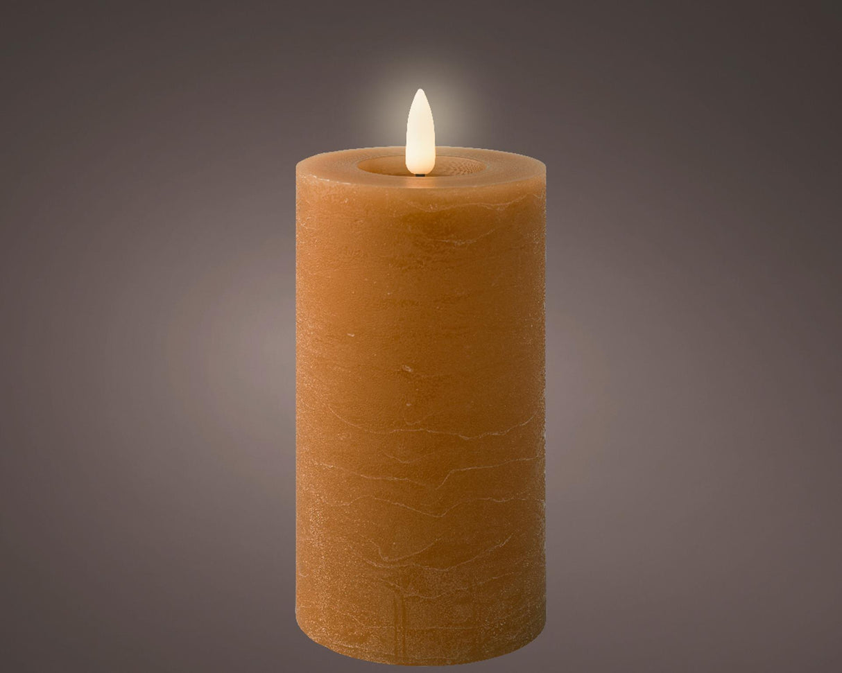 Lumineo led kaars wax steady licht bruin h15cm