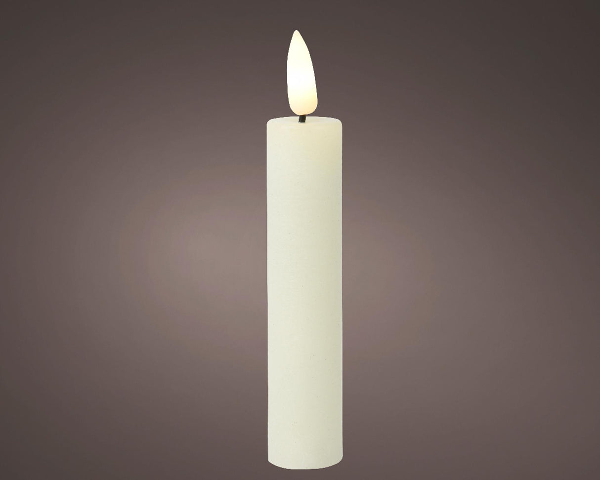 Lumineo dinerkaarsset led vlam 16cm creme 2-dlg