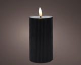 Lumineo kaars led ribbel vlam 15cm zwart
