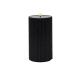Lumineo kaars led ribbel vlam 15cm zwart