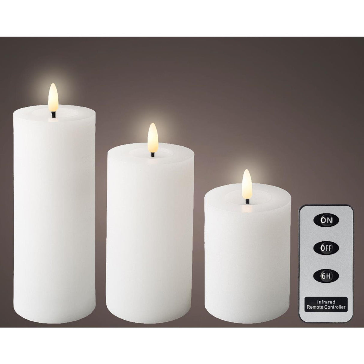 Lumineo LED candle set wax 3-piece white