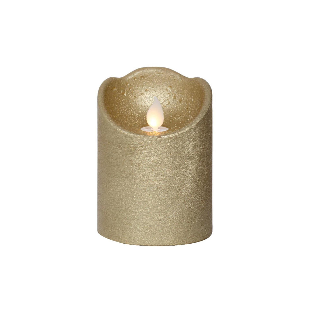 Lumineo LED waving candle wax gold ø7.5xh10cm