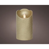 Lumineo LED vågljus vax guld ø7,5xh12,5cm