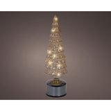 Lumineo Christmas tree LED glass amber h34cm rotating