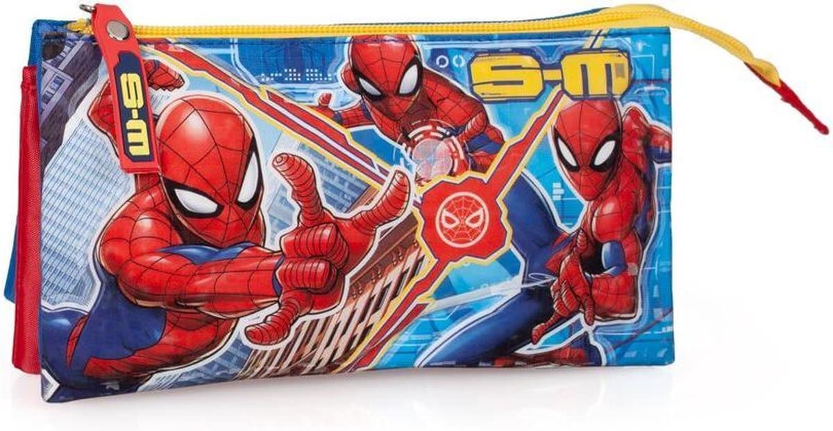 Jim Jam Pencil Case Spiderman Pencil Case 3 Compartments with 2 Zipper