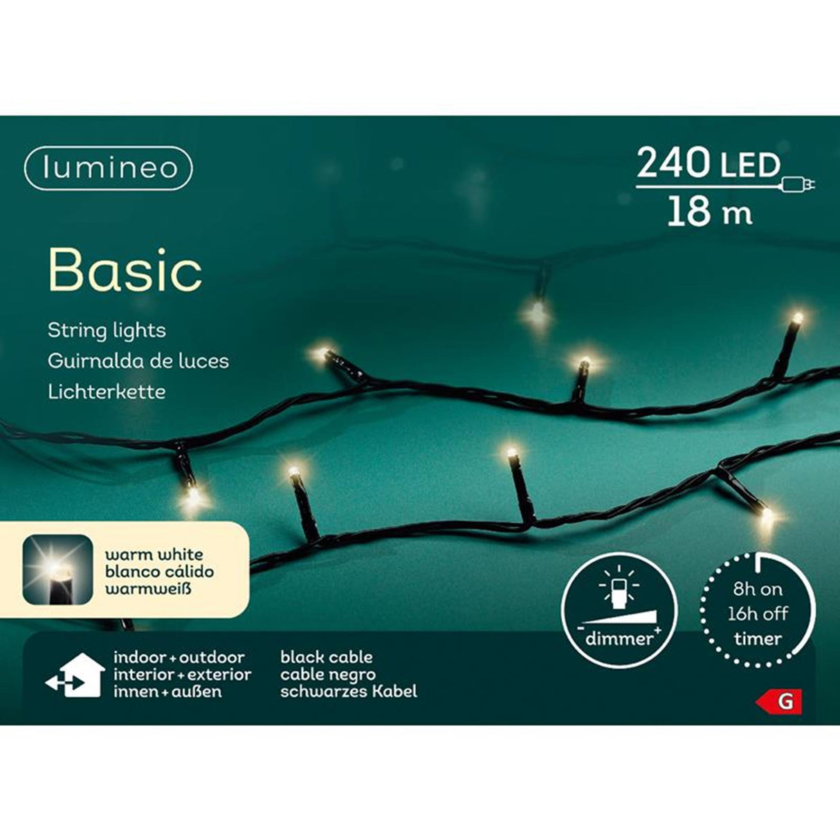Lumineo Christmas lights basic warm white 240 LED