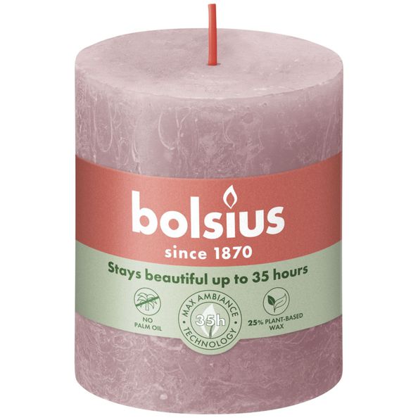 Bolsius Bolsius Pillar Candles Shine 4 pcs rustic 80x68 mm ash rose