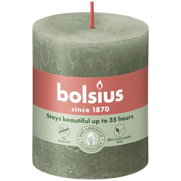 Bolsius Bolsius Stollen Shine 4 St Rustic 80x68 mm Frisk olivenfarvet