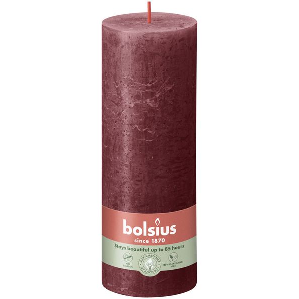 Bolsius Bolsius Stollen Shine 4 St. Rustic 190x68 mm Velvet Red