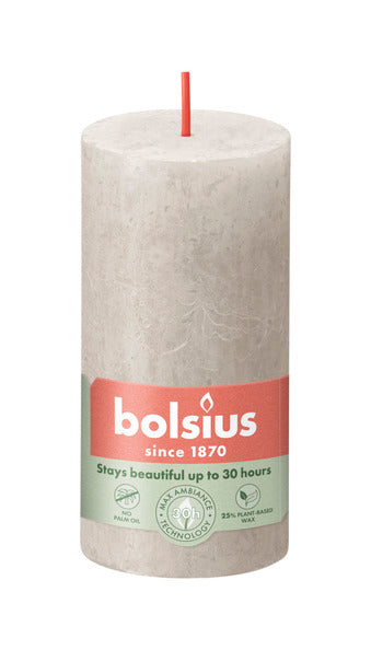 Bolsius Bolsius Stollen Shine 8 St Rustic 100x50 mm Sandy Grey