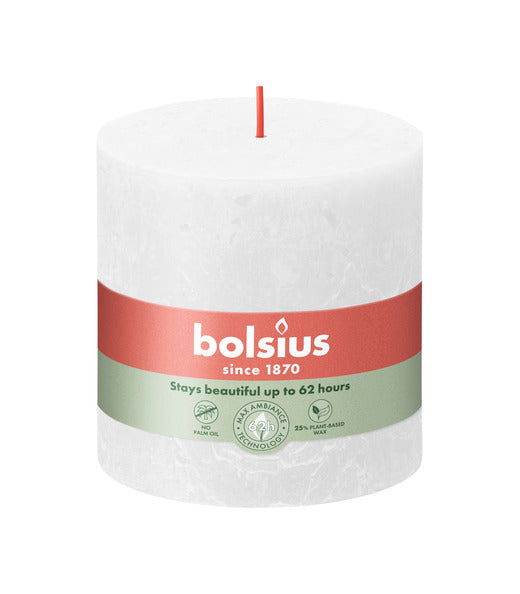 Bolsius Bolsius Stollen Shine 3 St Rustic 100x100 mm Cloudy White