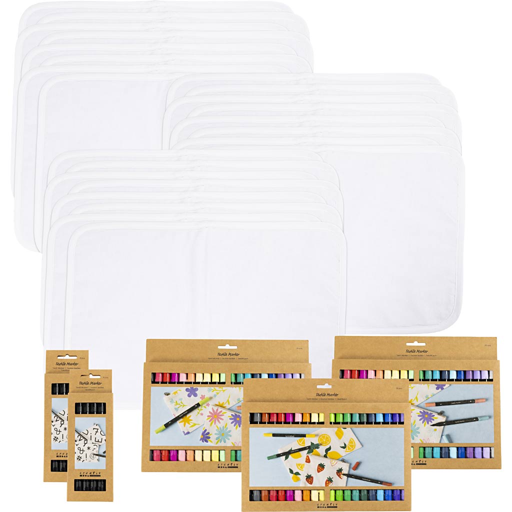 Creativ company groepsset schilder uw eigen placemats, afm 30x45 cm, lijndikte 2,3+3,6 mm, diverse kleuren, 30 stuk 1 doos