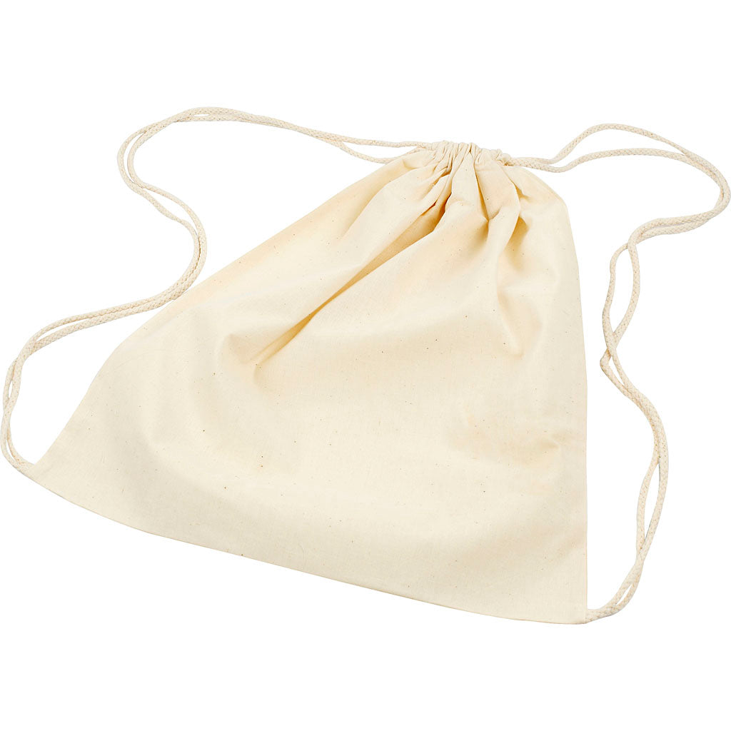 Creativ company bag with drawstring, size 37x41 cm, 115 g, light natural, 3 pieces in a box