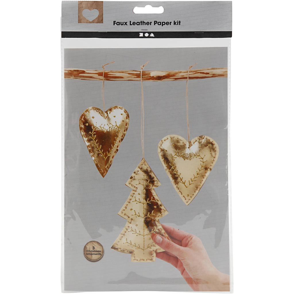 Creativ company faux leather Christmas decorations, thickness 0.55 mm, gold, 1 set