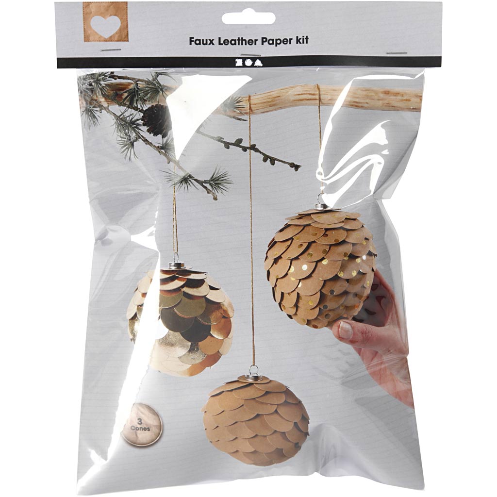 Creativ company faux leather paper cones, d 8 cm, thickness 0.55 mm, gold, 1 set