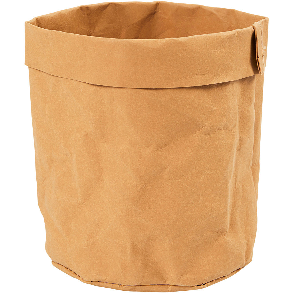 Creativ company faux leather storage bag, h: 12 cm, d 11 cm, 350 g, light brown, 1 piece