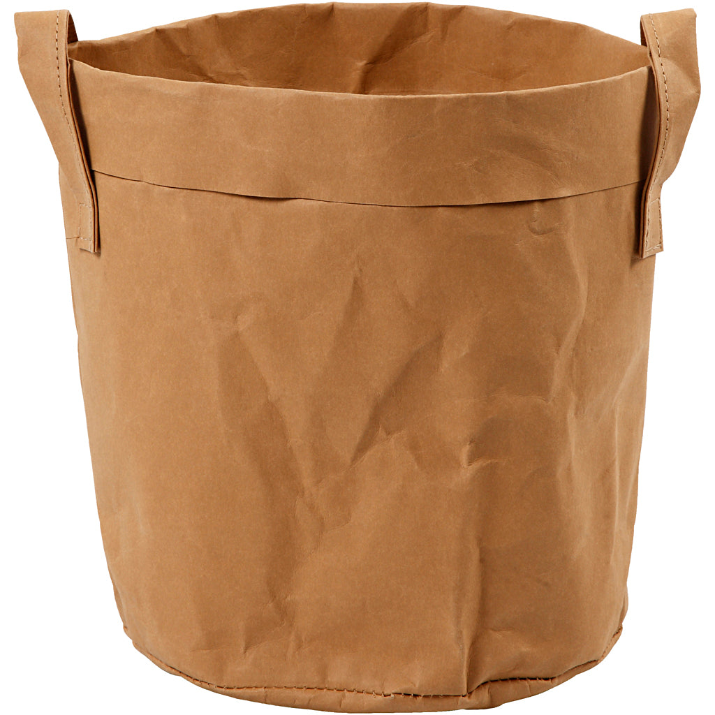 Creativ company faux leather storage bag, h: 20 cm, d 19.5 cm, 350 gr, light brown, 1 piece