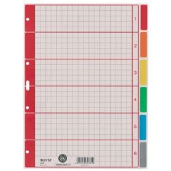 Leitz cardboard dividers A4 6-part grey coloured tabs