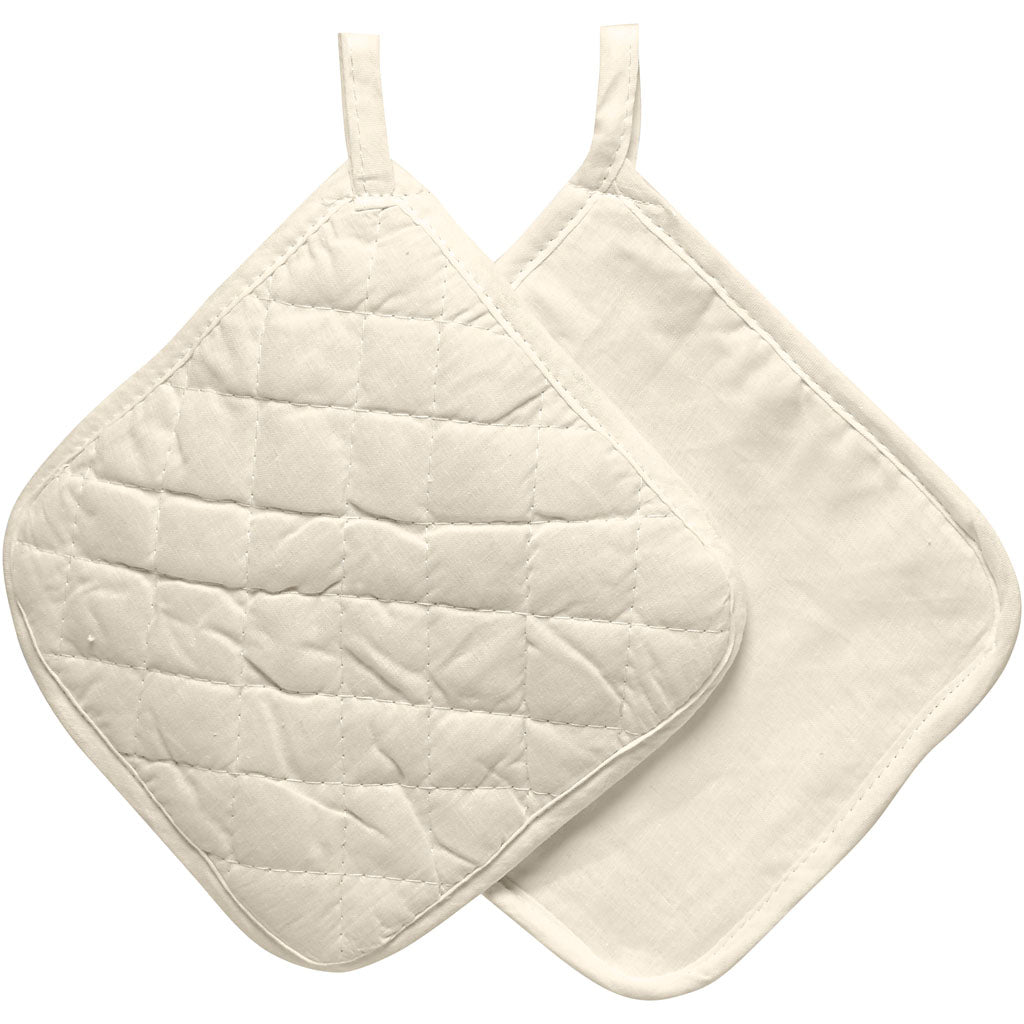 Creativ company potholders, size 20x20 cm, 115 g, light natural, 4 pieces in a box