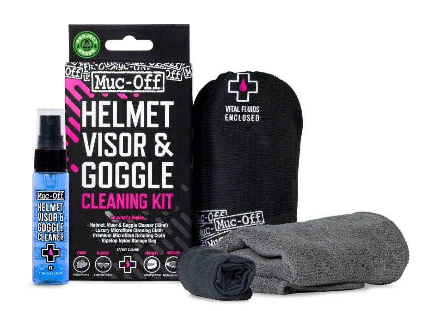 Muc-off cleaning wipes cleaning set helmet visor spray microfibre cloth