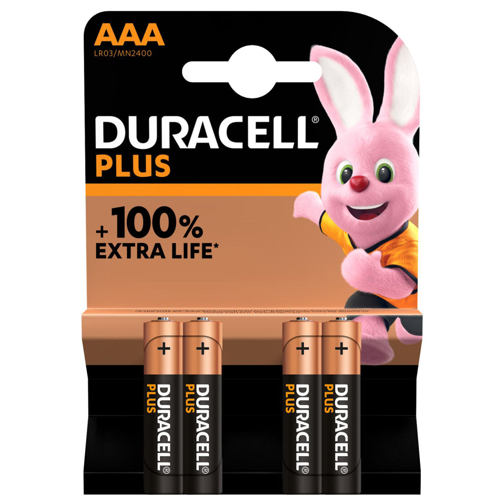 Duracell battery plus power mini penlite lr03 aaa per 4 on card