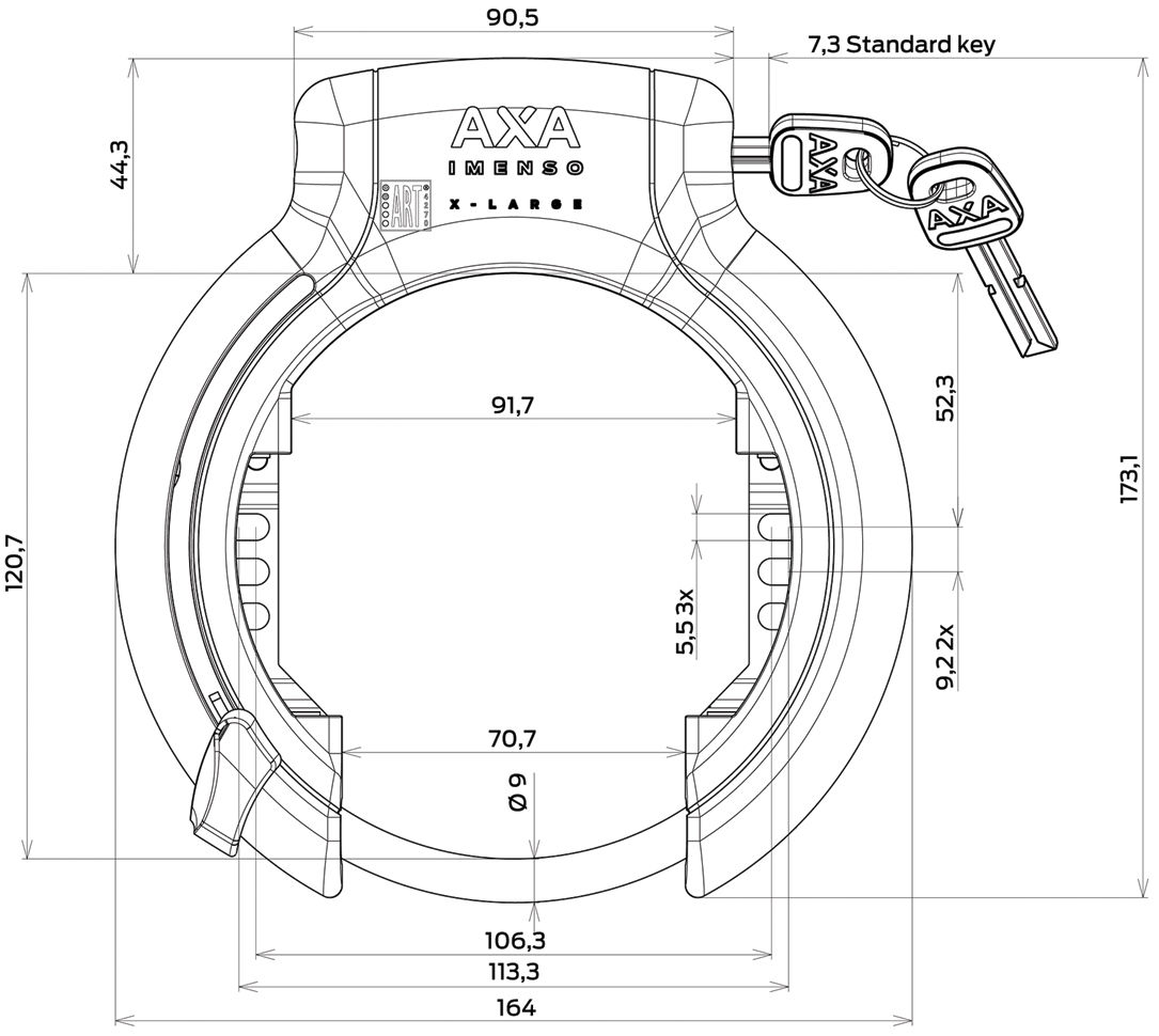 Axta Ringtot Imenso x grouss mat fixen Schlëssel - schwaarz (Aarbechtsplazverpackung)