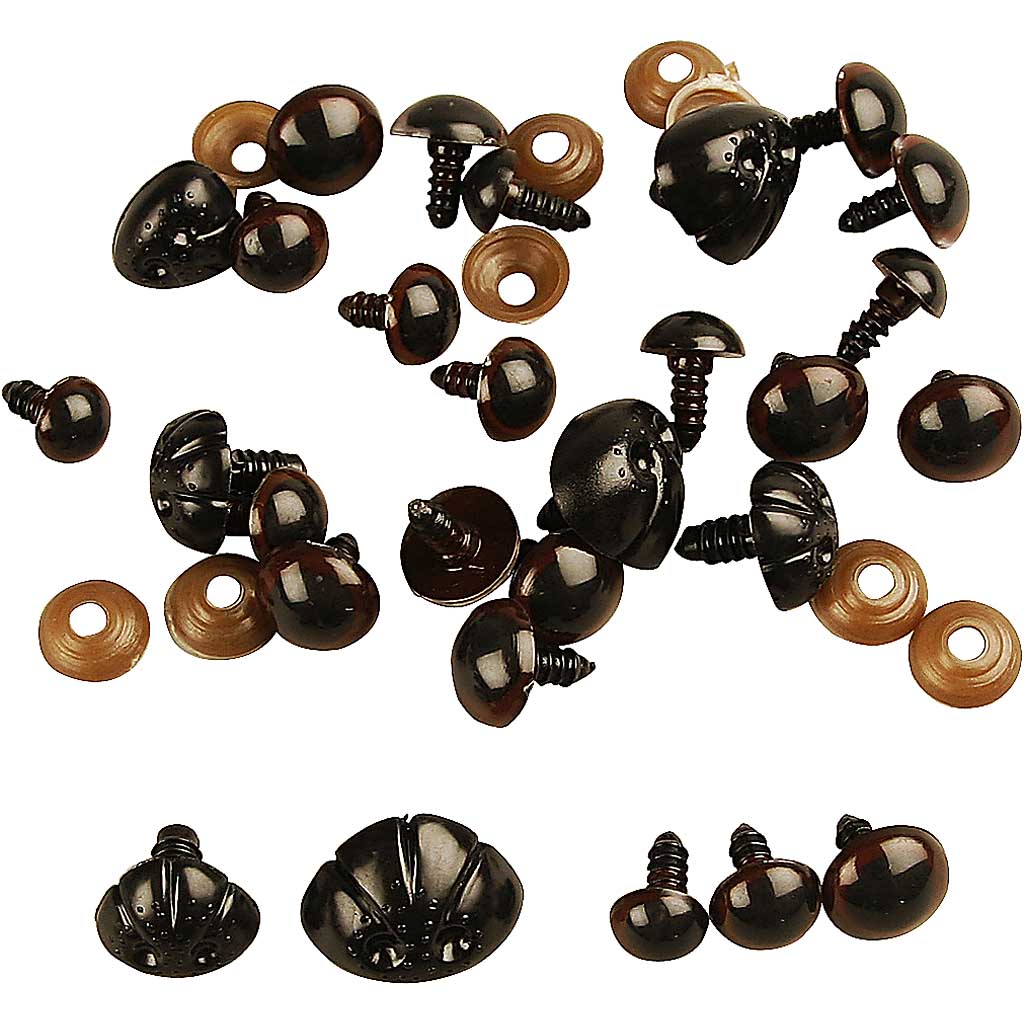 Creativ company teddy bear eyes noses, d 10-15 mm, size 15-25 mm, 130 div 1 box