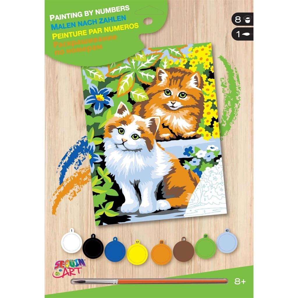 Paljettkonstmålning efter nummer kattungar