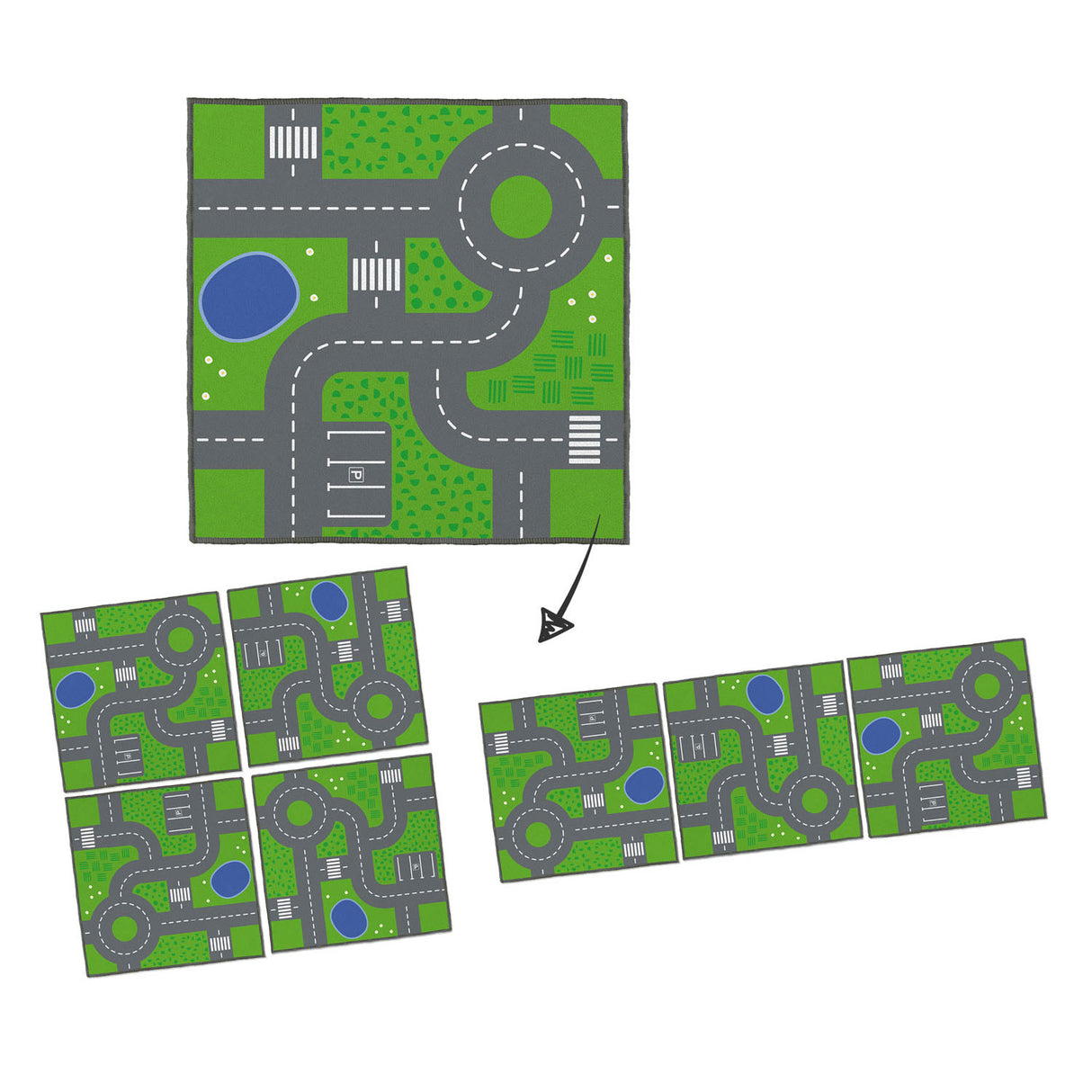 Achoka Play Rug Traffic utak, 100x100cm