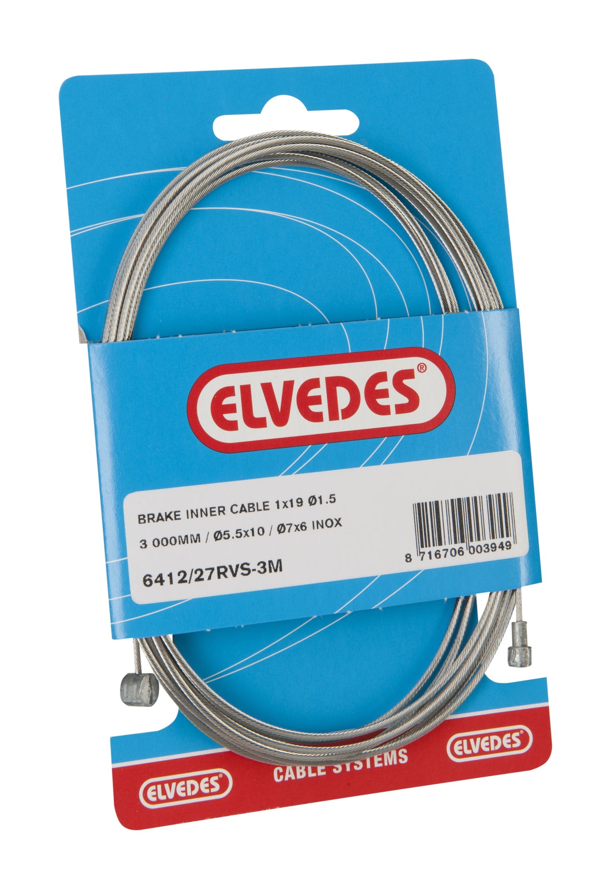 Elvedes Rem-Bin Kabel Steellos Stol 2-Nippelen 3m
