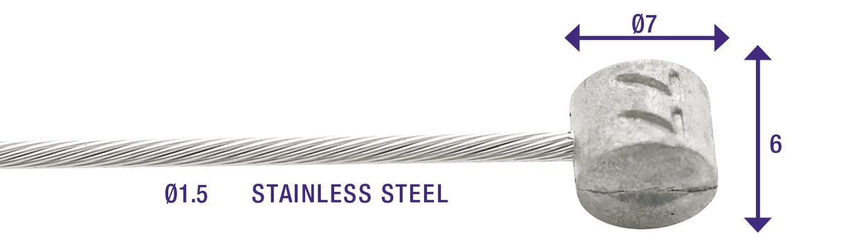 Rem binnenkabels Elvedes 2250mm RVS Slick Ø1,5mm T-nippel (100 stuks)