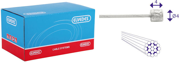 Elvedes Schakel Binnenkabel 3000mm rustfrit stål Ø1.1mm SRAM NIPPEL (på kort)