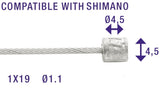 Byt inomhuskablar Elvedes 2250mm rostfritt stål Ø1.1mm Shimano N Nipple Ø4.5 × 4,5 (100 stycken)