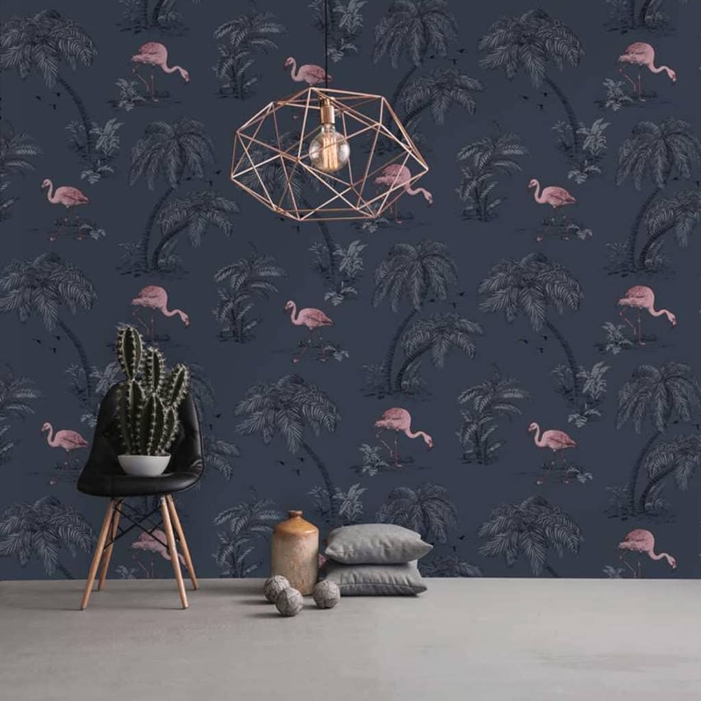 Holländska väggtäckningar holländska väggtäckningar tapeter flamingo bensinblått