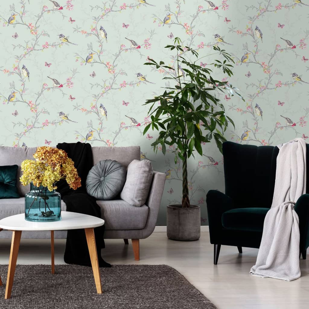 Holländska väggbakslag tapeter phoebe mint färgad