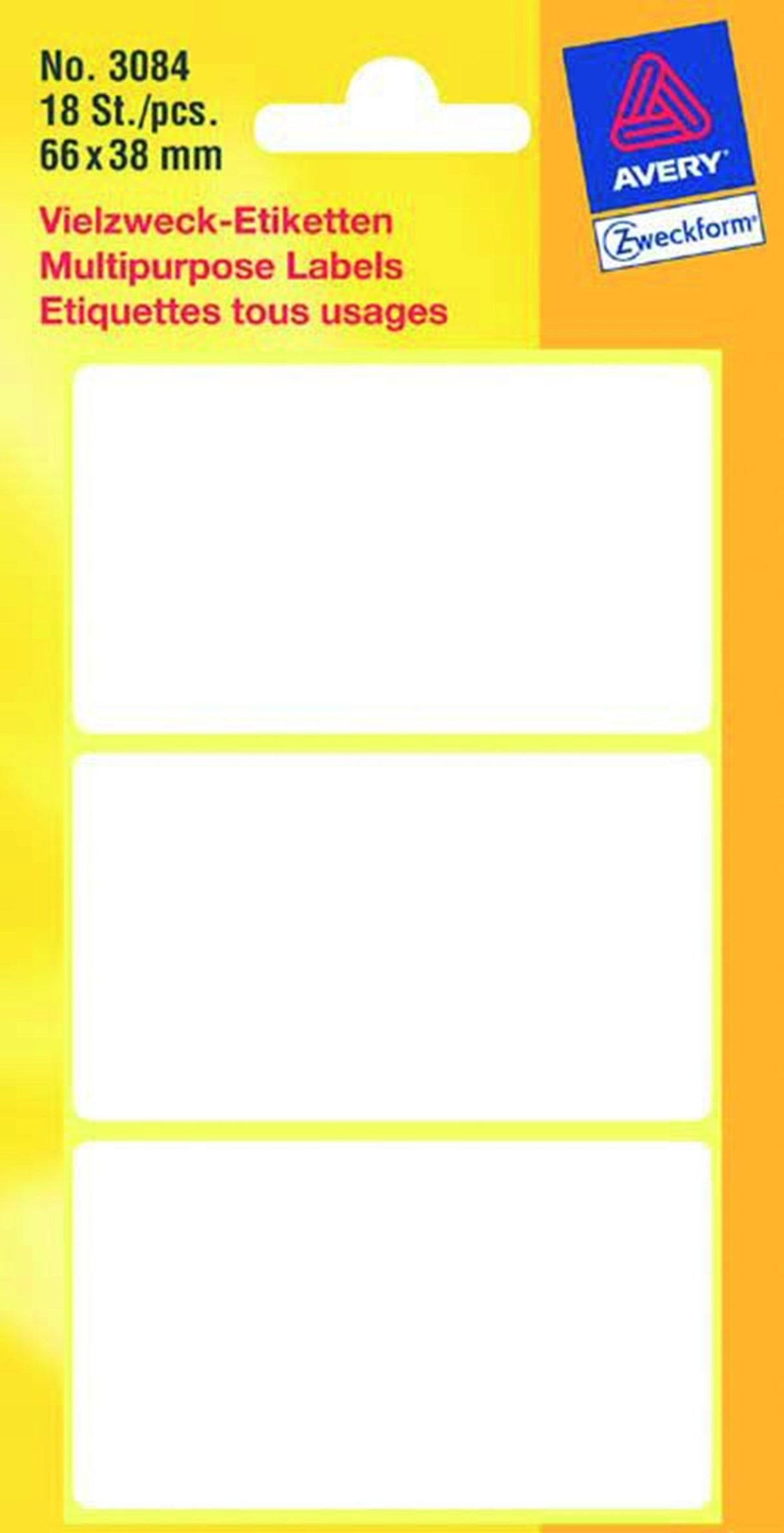 Kangaro Label wäiss 66x38mm Pack vun 10 Stécker