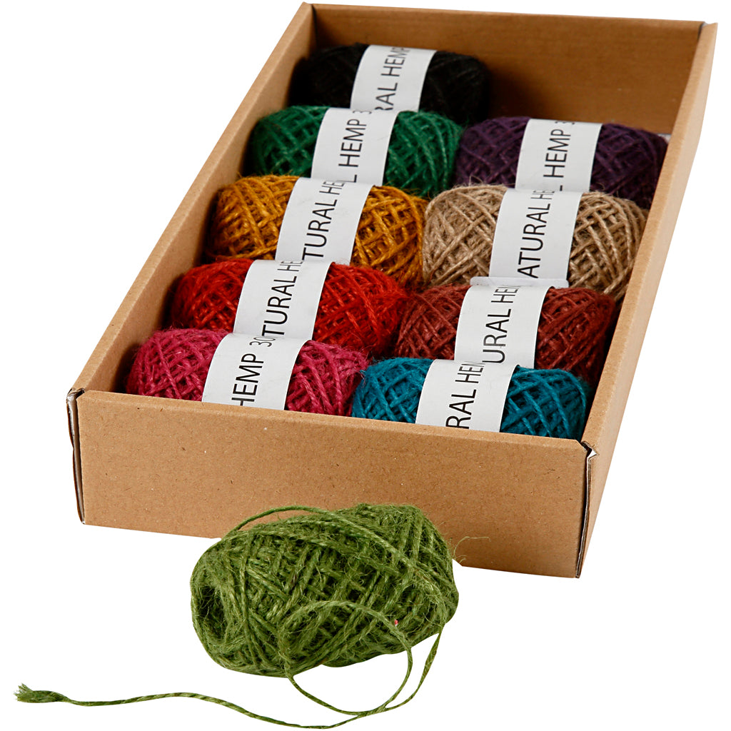 Creativ company natuurlijk hennep, dikte 1-2 mm, diverse kleuren, 10x30 m 1 doos