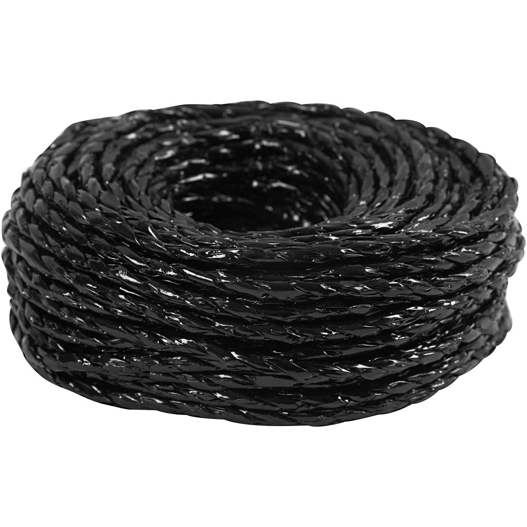 Creativ company paper yarn, thickness 3.5-4 mm, approx. 25 m, black, 25 m 1 roll