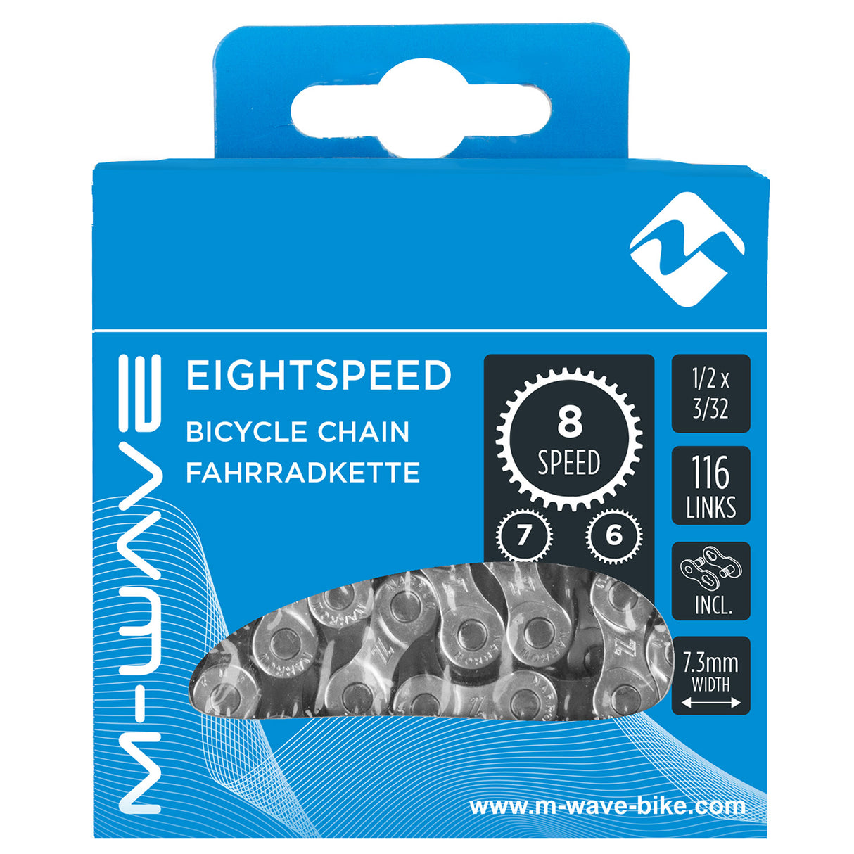 M-Wave Chain 1 2 x 3 32 inch 116 links 6 7 8S silver