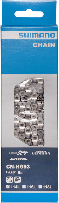 Shimano HG93 Necklace 9V - Durable, corrosion -resistant bicycle chain for MTB Road - 116 Schakels - Black