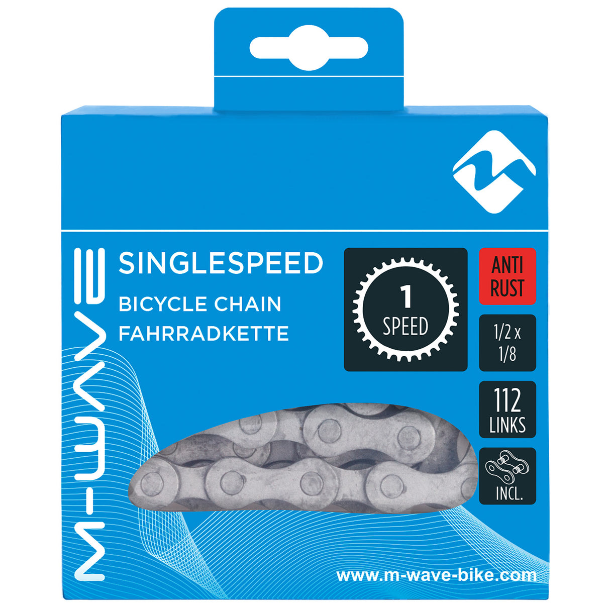 M-vågkedja 1 2 x 1 8 tum 112 länkar 1s anti-rost silver
