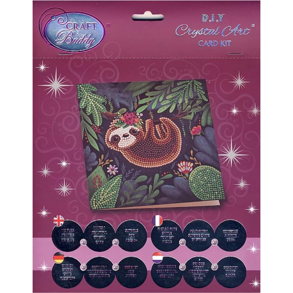 Craft Buddy Crystal Art Card sloth 18x18 cm