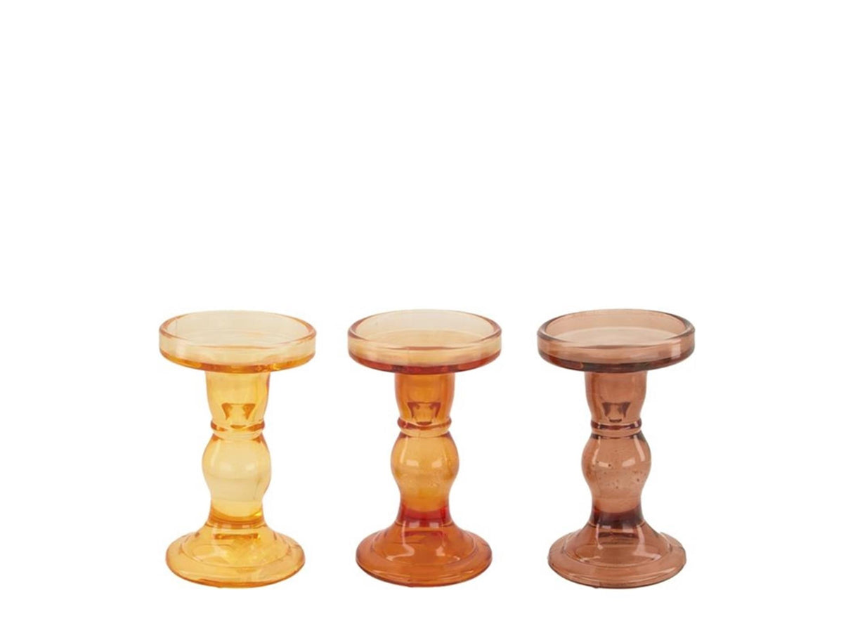 Naturel collections kandelaar glas ø8,5x14cm bruintinten