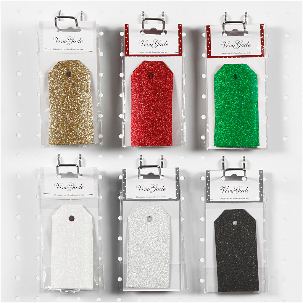 Vivi Gade gift tags, size 5x10 cm, glitter, 300 g, 6x10 box 1 box