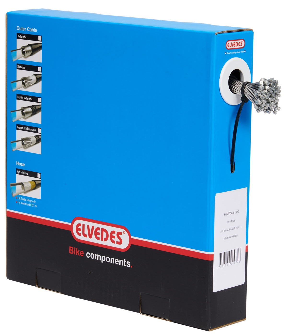 Eldedes Switch Notranji kabel 2250 mm 7 x 7 Žica iz nerjavečega jekla Ø1,1 mm z n bradavico Ø4,5 × 4,5 (škatla 50 kosov) - srebro