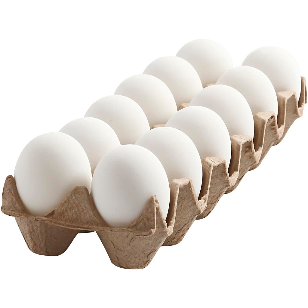 Creativ company eggs, h: 6 cm, white, 12 pieces 1 box
