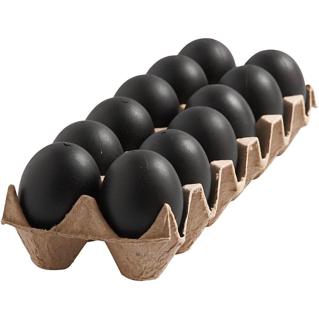 Creativ company eggs, h: 6 cm, black, 12 pieces 1 box