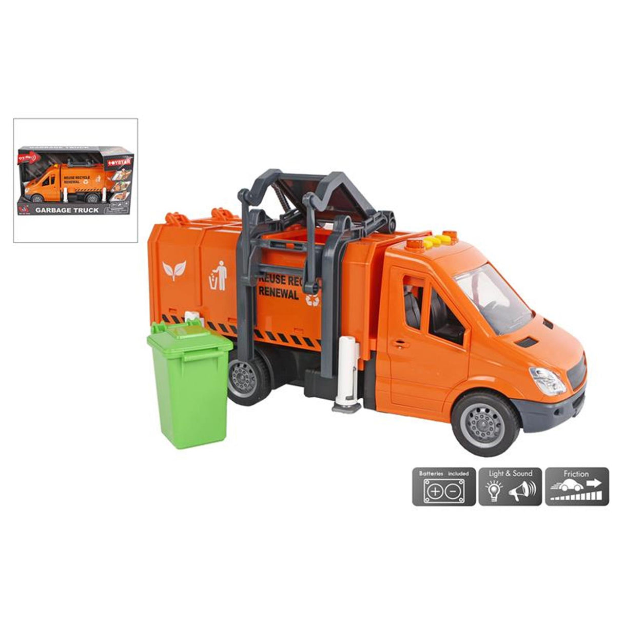 Toy star vuilniswagen frictie licht geluid 27,5cm