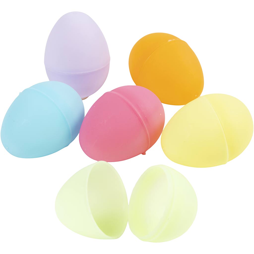 Plastic eggs colored, 24st.