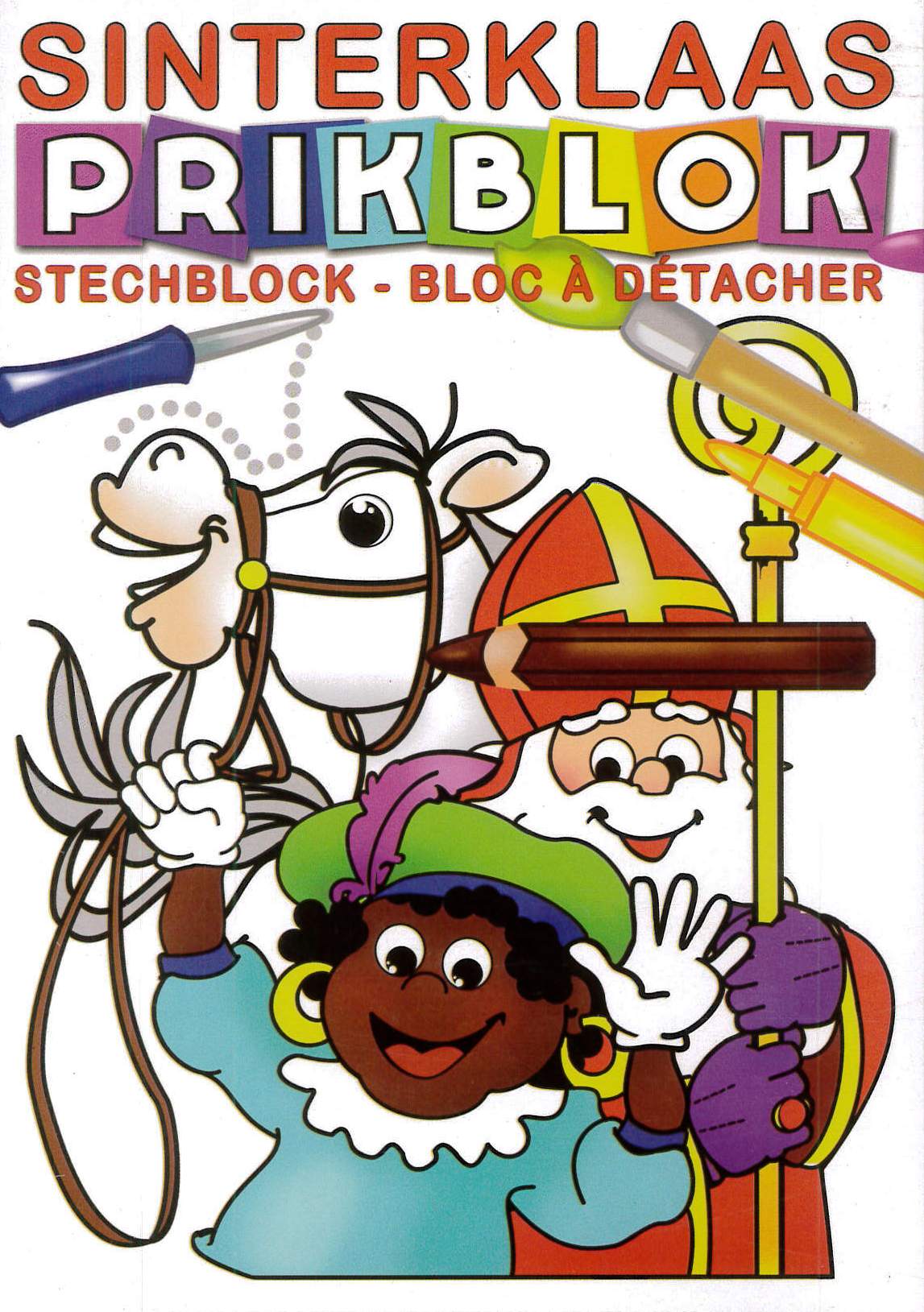 Sinterklaas pricking block with needle and prick cushion.